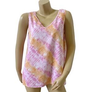 TIME AND TRU Womens Size Small Linen Blend Sleeveless Relaxed Fit Tank Top Shirt